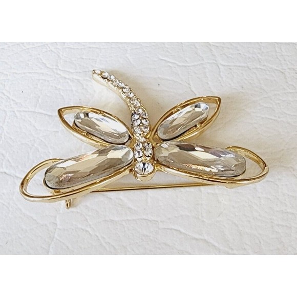 Vintage MONET Butterfly Vintage Pin Brooch Rhinestone Crystal Signed - Picture 3 of 6